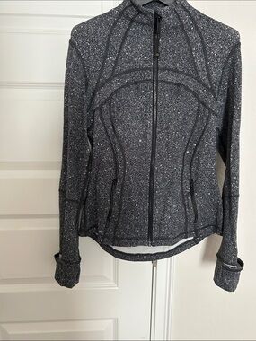 Lululemon Speckled Black Zip-Front Athletic Jacket